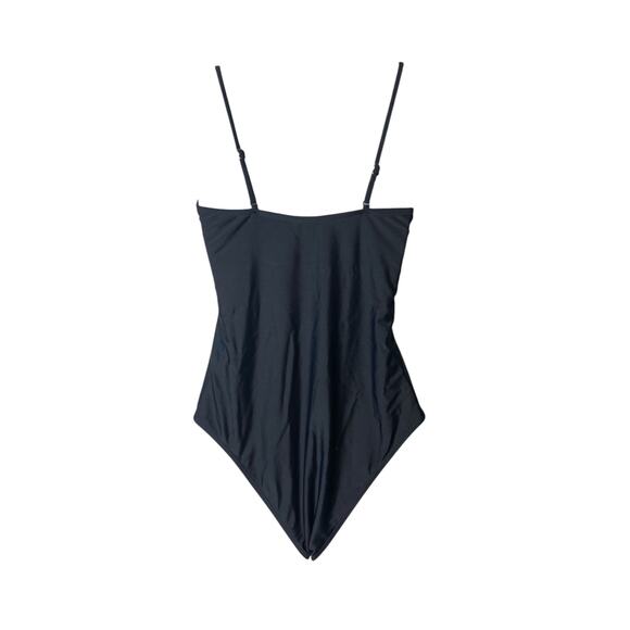 Zaful Women's Black V-Neck Mesh Cross Sides Tummy Control Swimsuit Size 4 - Picture 6 of 7